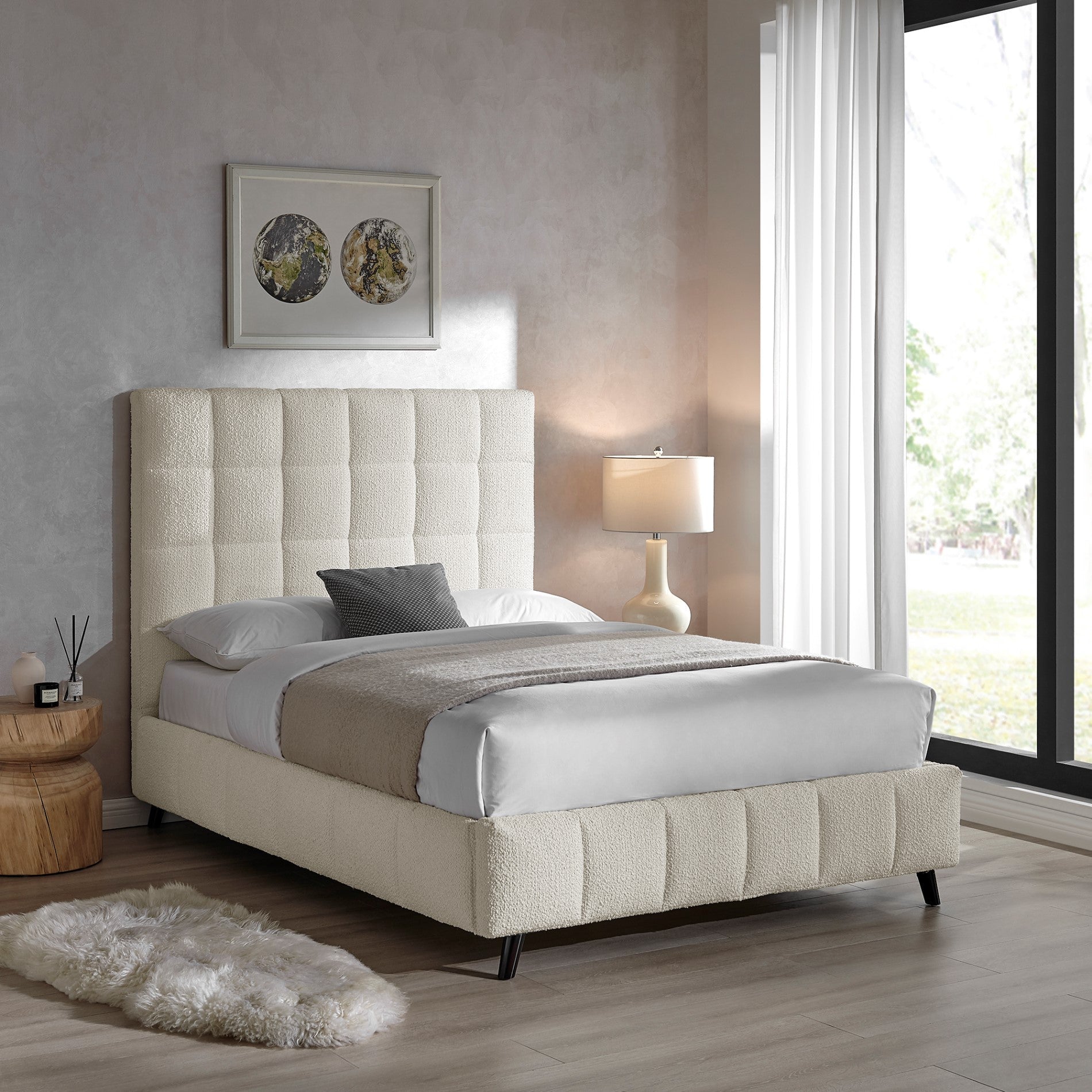 Della Ivory Boucle Bed Frame - Furniturezone