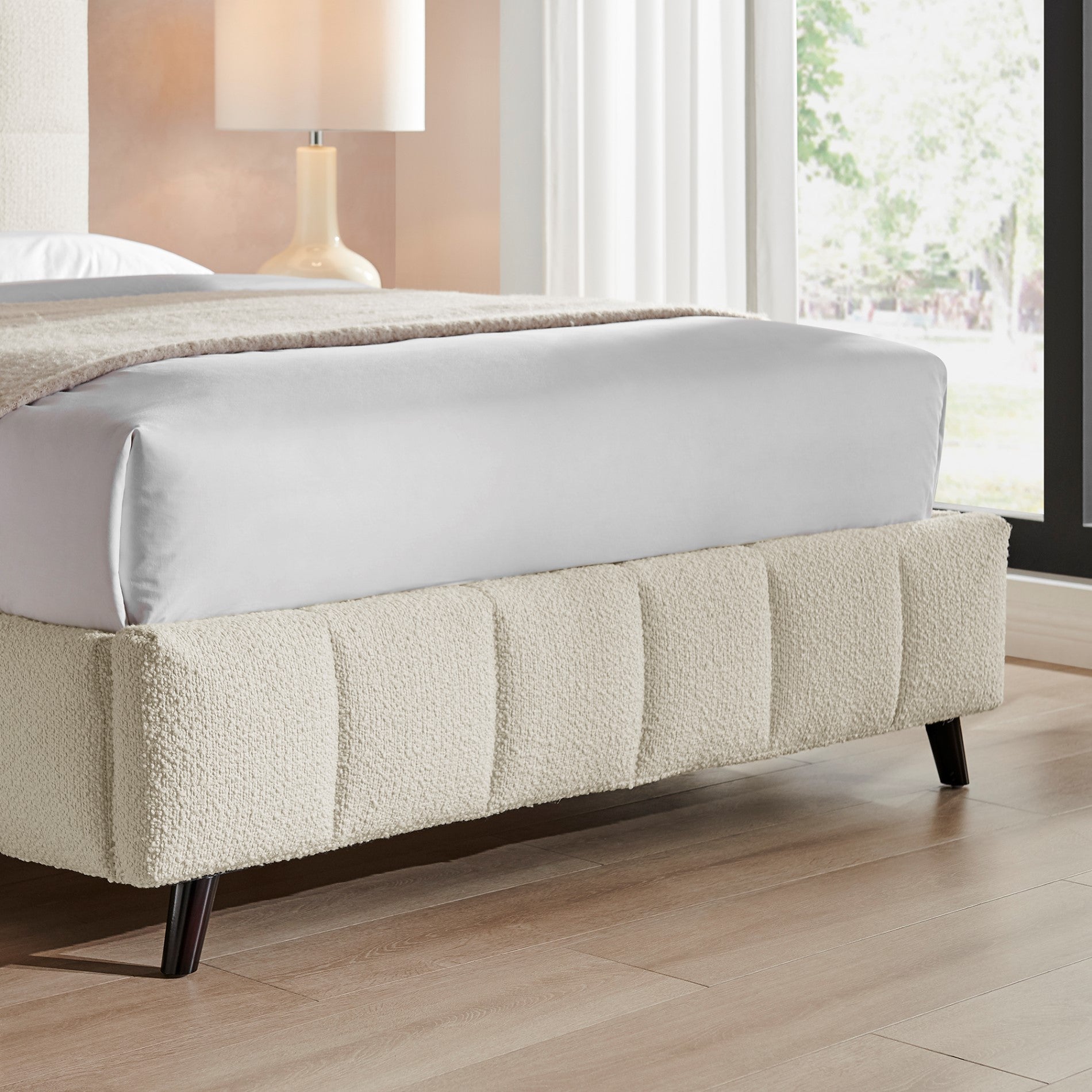Della Ivory Boucle Bed Frame - Furniturezone