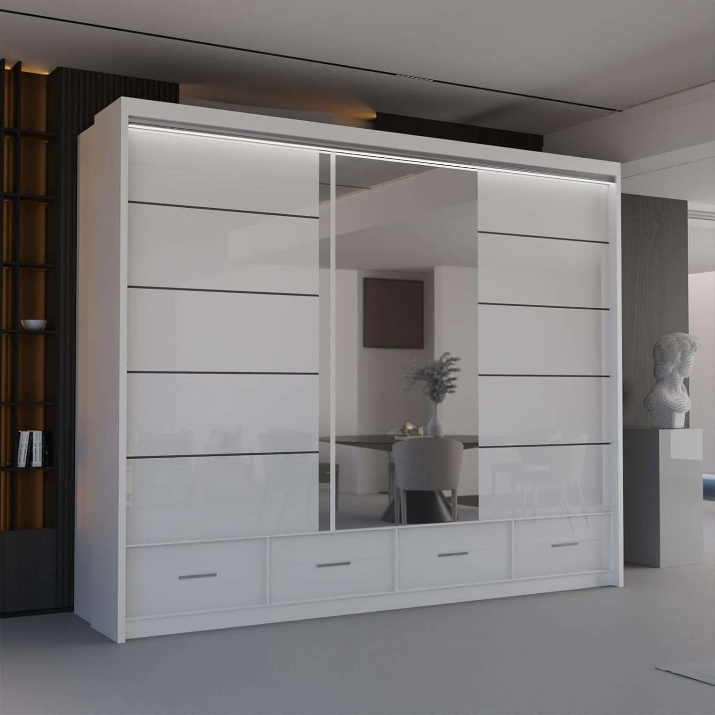 Delsie 255cm Triple Sliding Wardrobe - Furniturezone