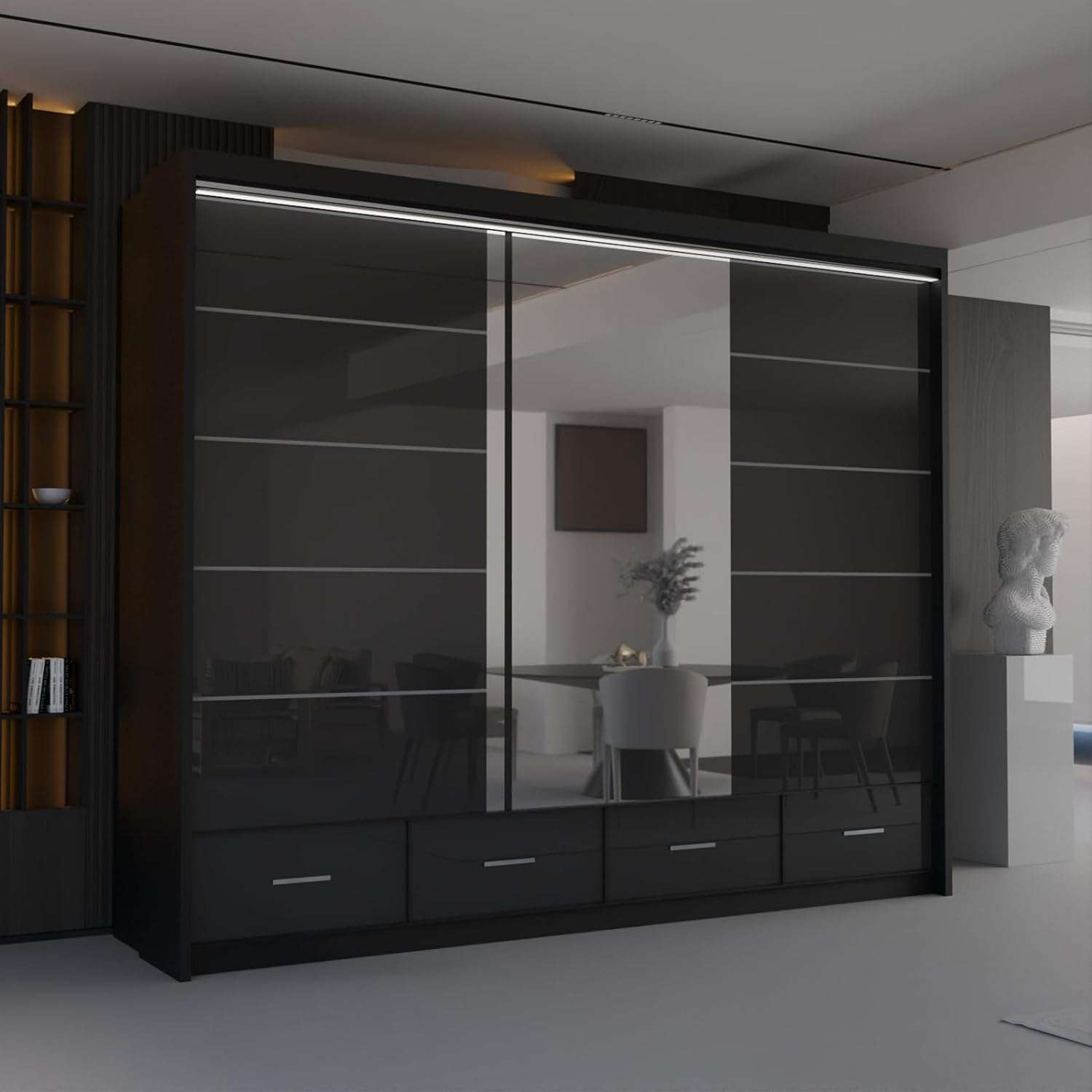 Delsie 255cm Triple Sliding Wardrobe - Furniturezone