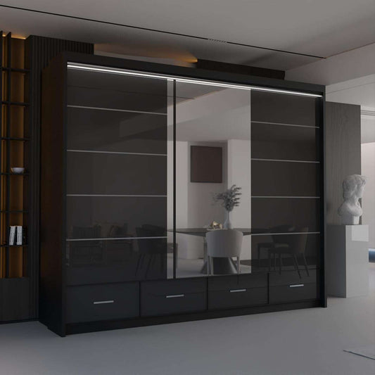 Delsie 255cm Triple Sliding Wardrobe - Furniturezone