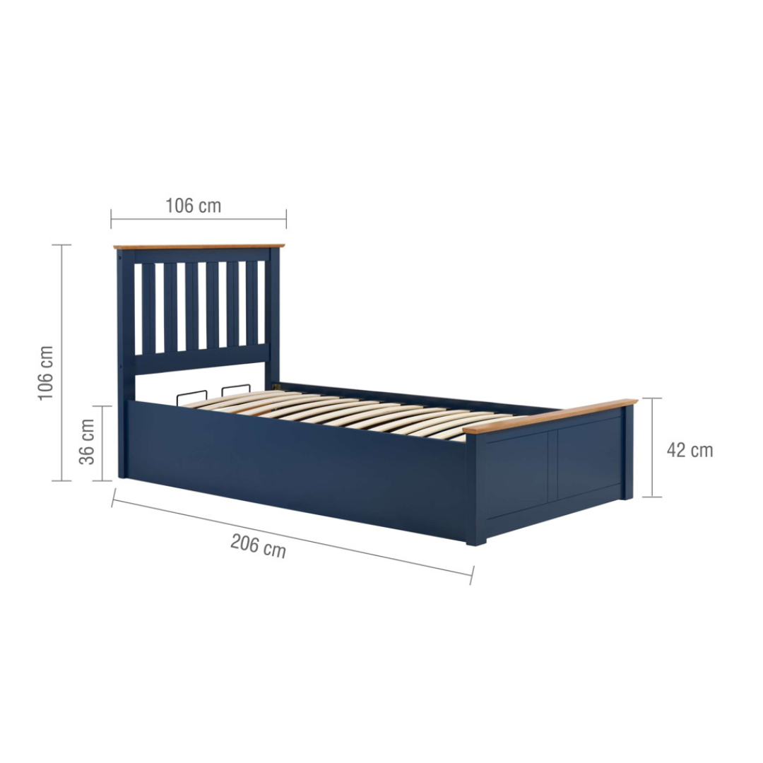 Delta 2.0 Ottoman Storage Navy Blue Bed Frame