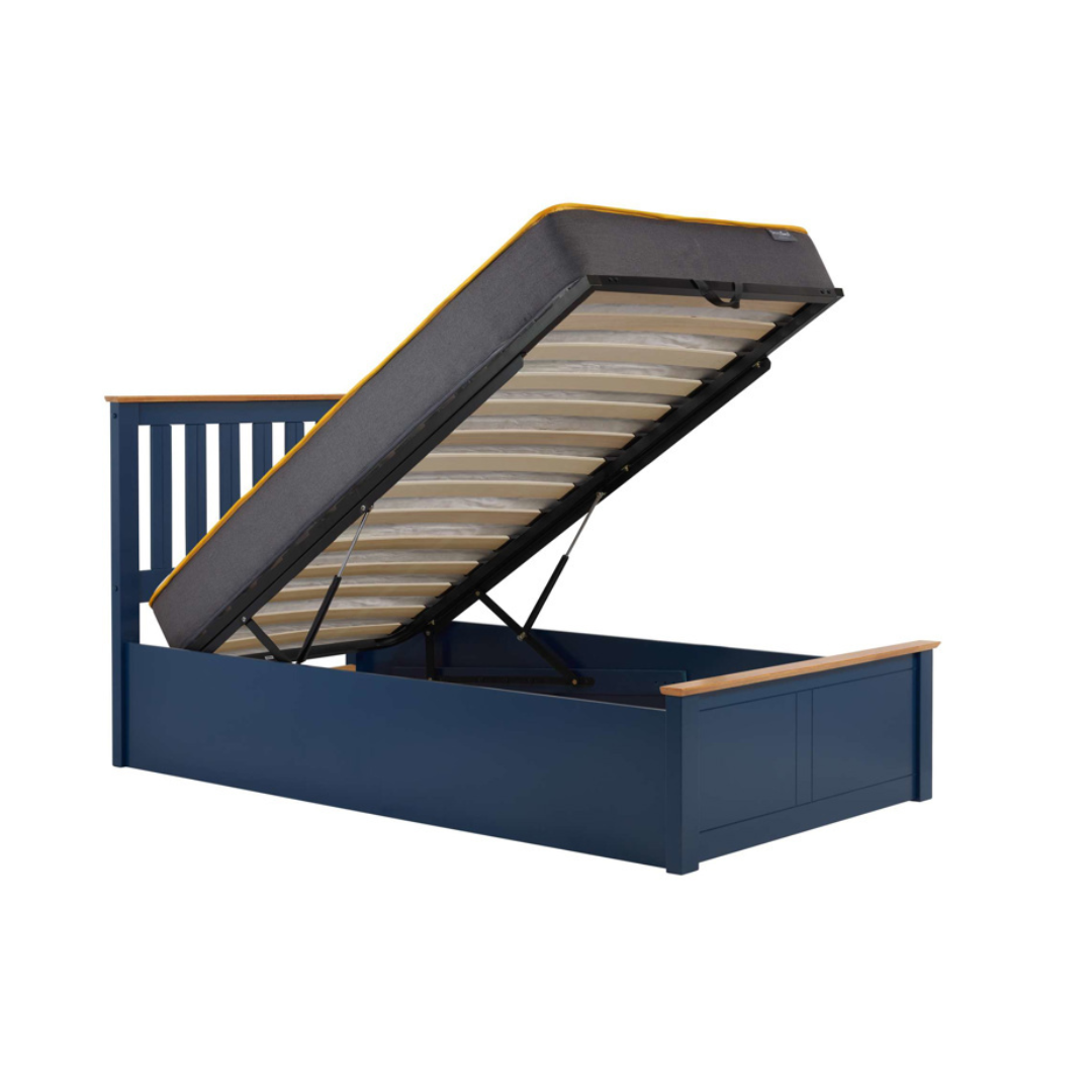 Delta 2.0 Ottoman Storage Navy Blue Bed Frame