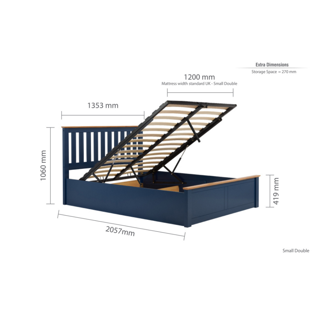 Delta 2.0 Ottoman Storage Navy Blue Bed Frame