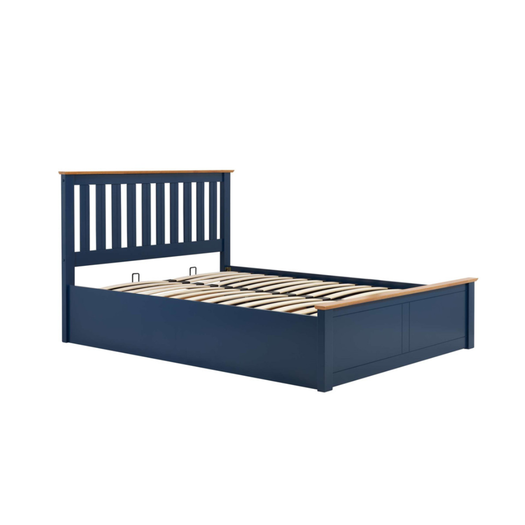 Delta 2.0 Ottoman Storage Navy Blue Bed Frame