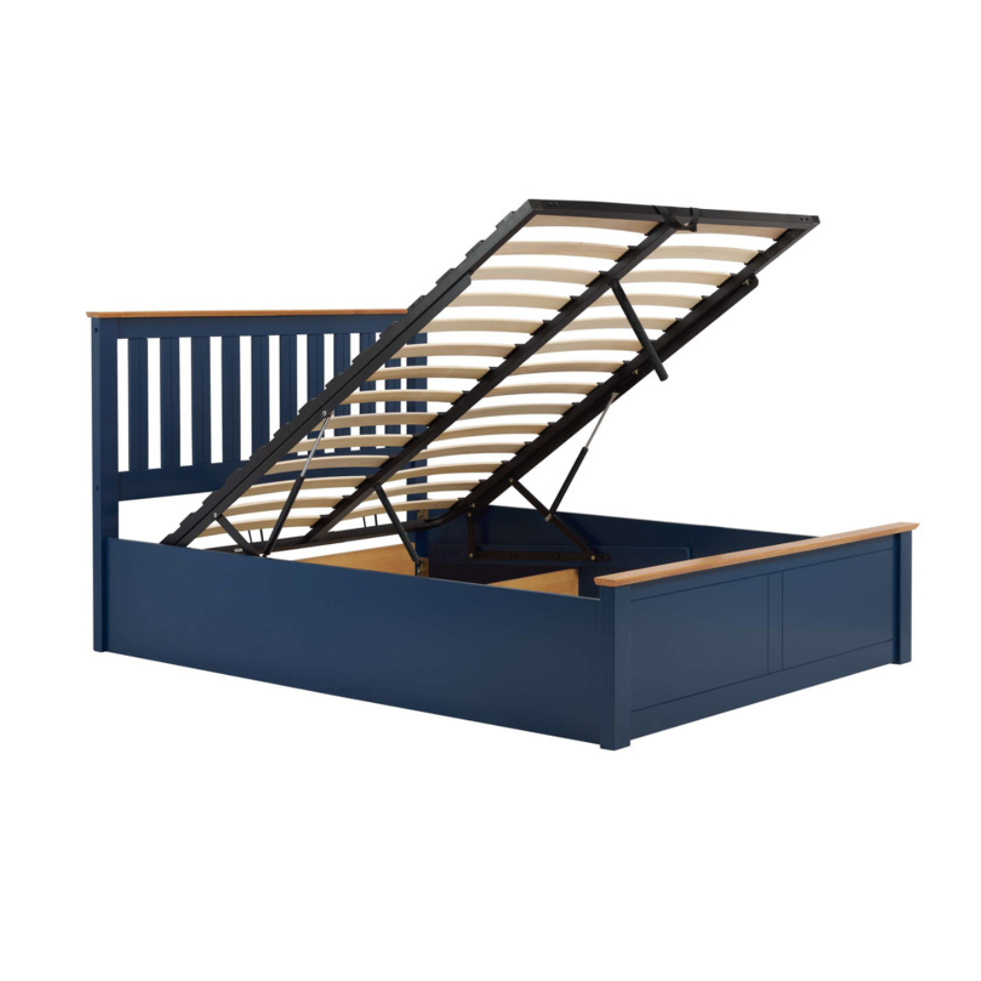 Delta 2.0 Ottoman Storage Navy Blue Bed Frame