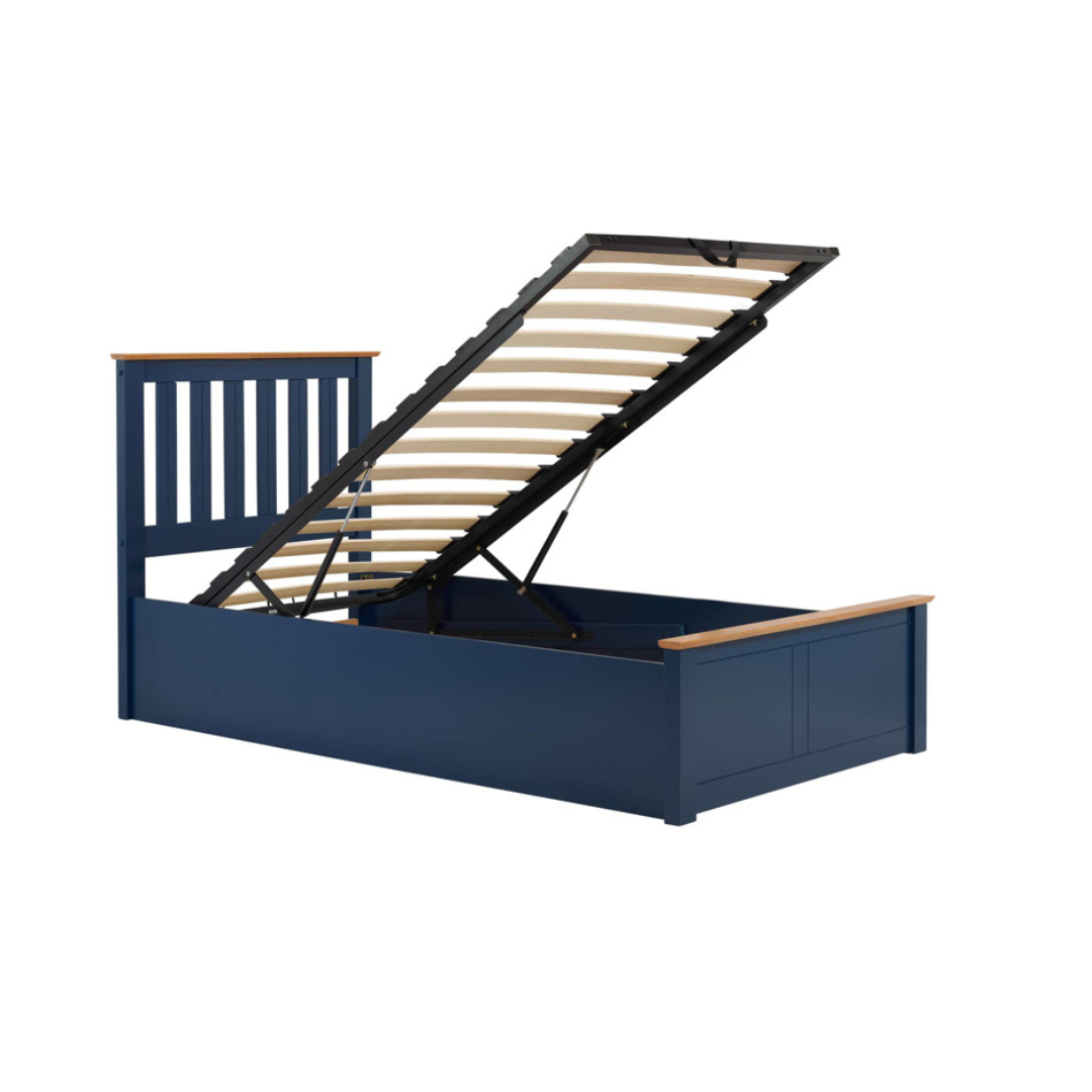 Delta 2.0 Ottoman Storage Navy Blue Bed Frame