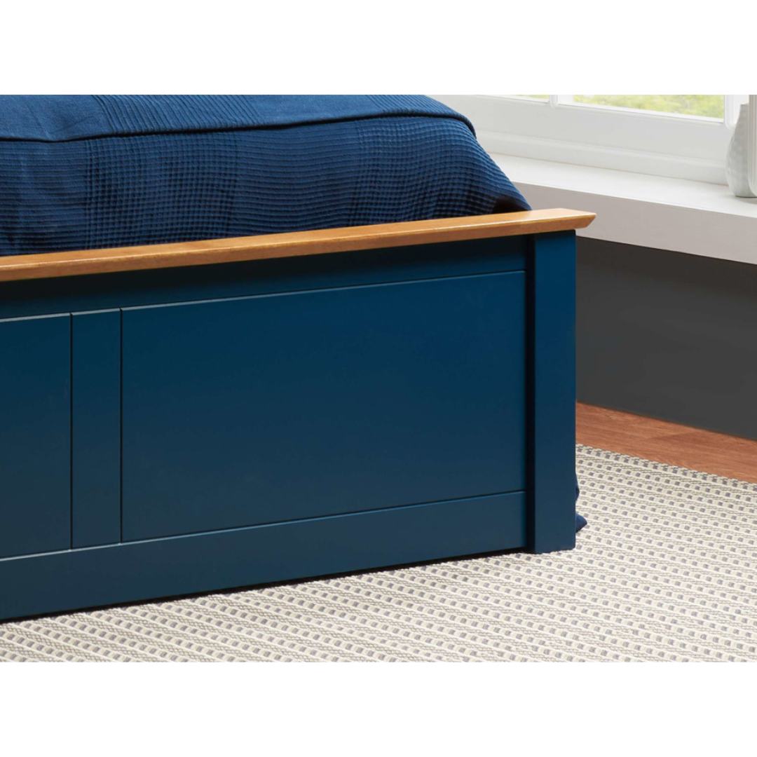 Delta 2.0 Ottoman Storage Navy Blue Bed Frame