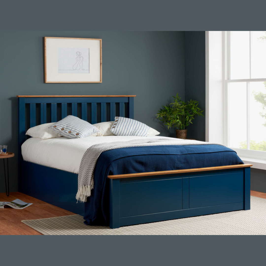 Delta 2.0 Ottoman Storage Navy Blue Bed Frame