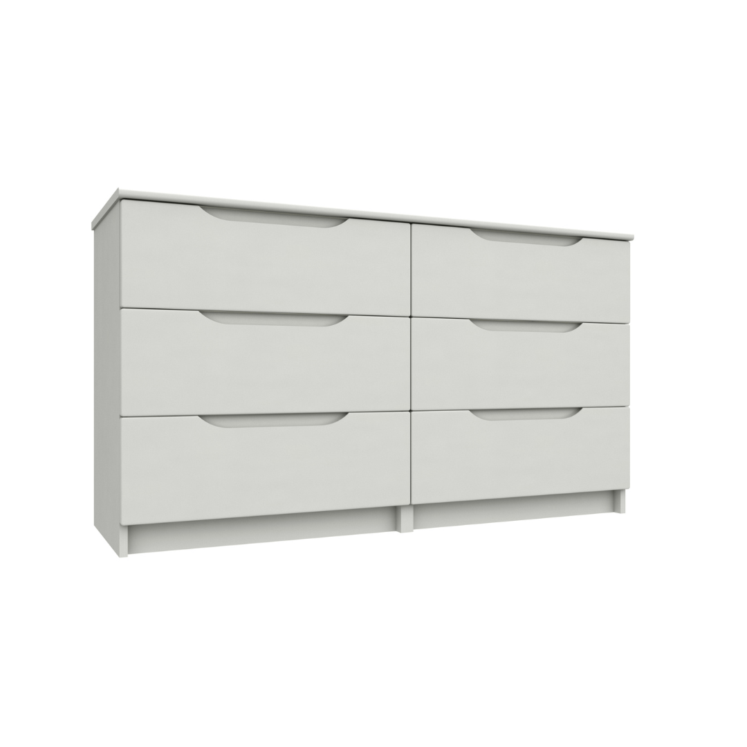 Derwent White High Gloss 3 Drawer Double Chest (Assembled) - Furniturezone