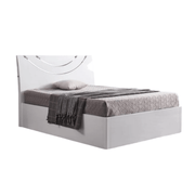 Evora LED White High Gloss Ottoman Storage Bed Frame - Furniturezone