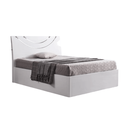 Evora LED White High Gloss Ottoman Storage Bed Frame - Furniturezone