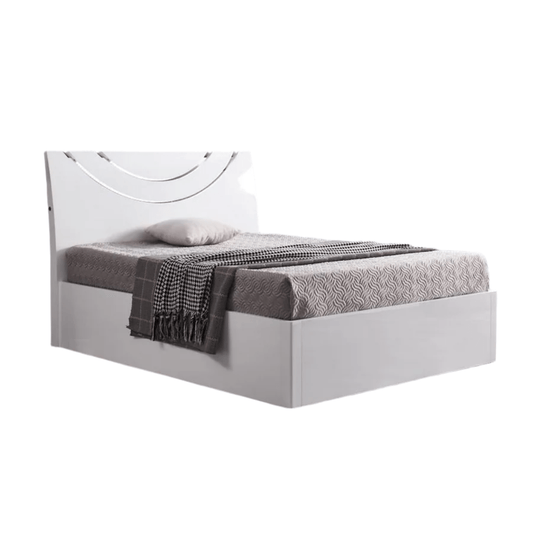 Evora LED White High Gloss Ottoman Storage Bed Frame - Furniturezone