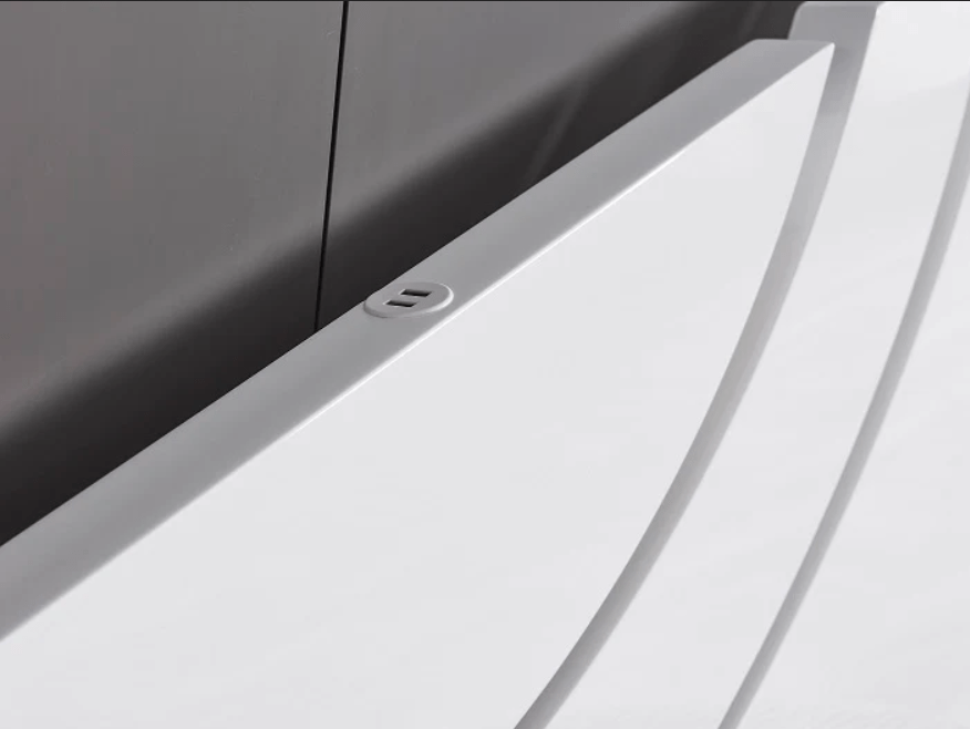 Evora LED White High Gloss Ottoman Storage Bed Frame - Furniturezone