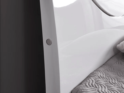 Evora LED White High Gloss Ottoman Storage Bed Frame - Furniturezone