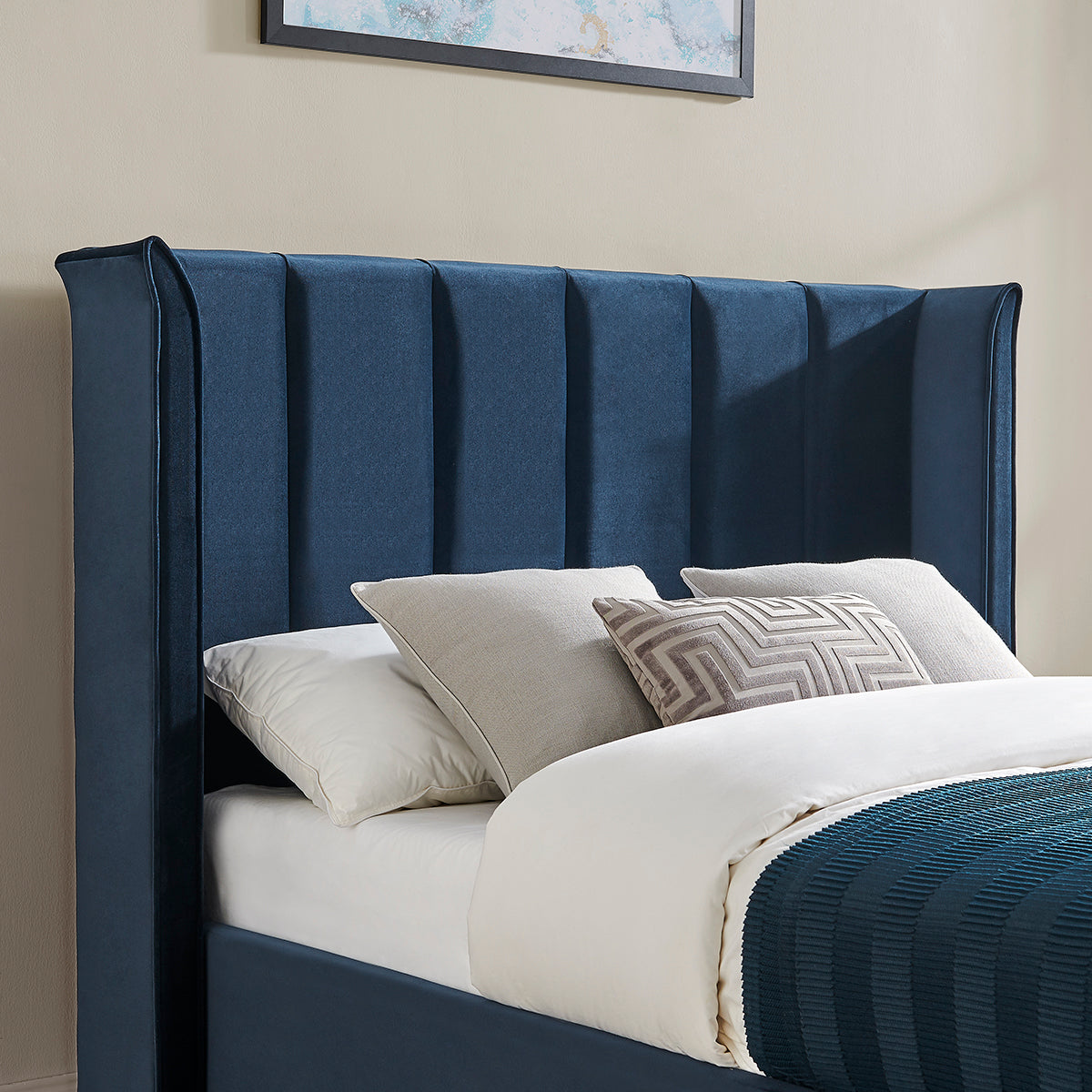 Vera Navy Blue Ottoman Storage Bed Frame