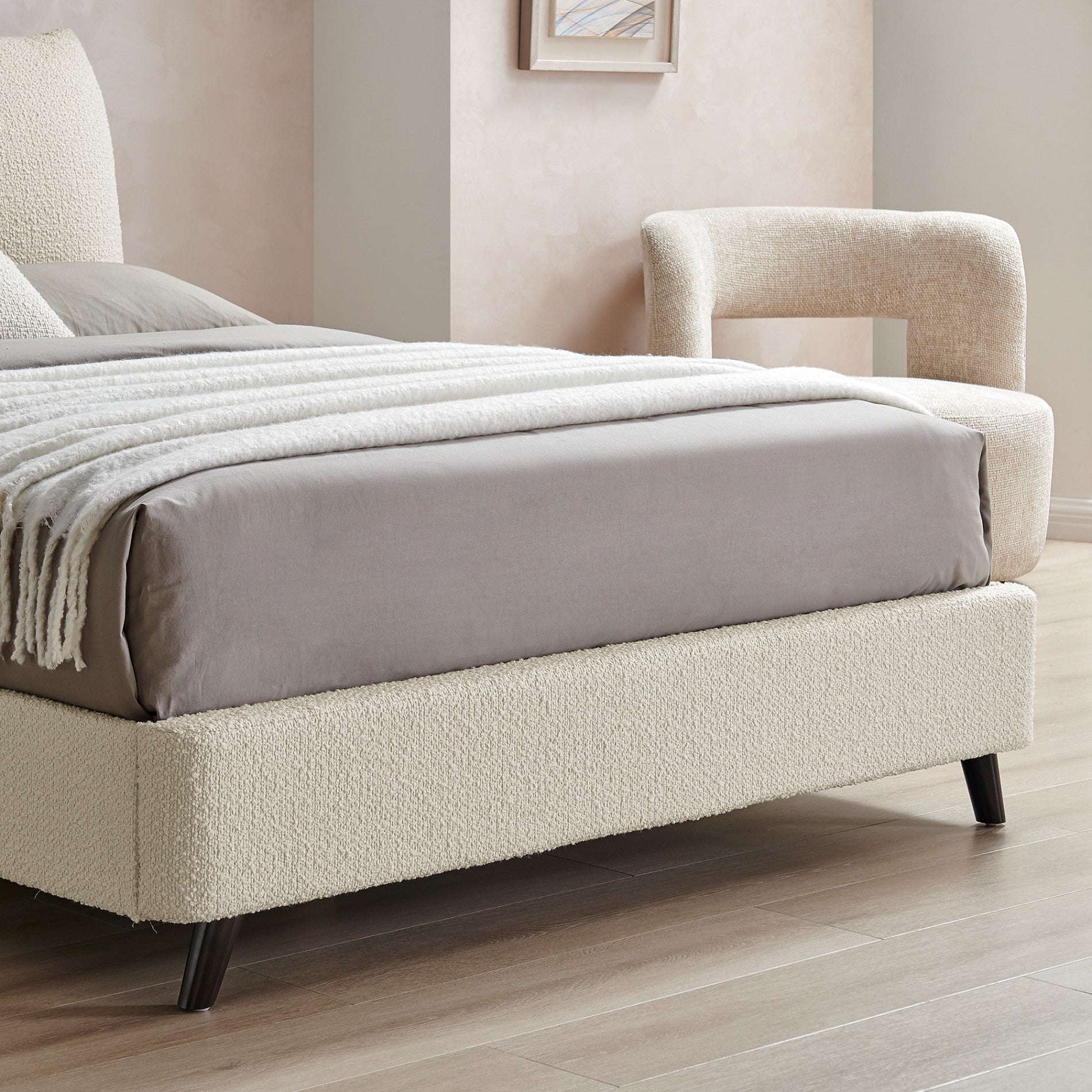 Florian Ivory Boucle Pillow Bed Frame - Furniturezone