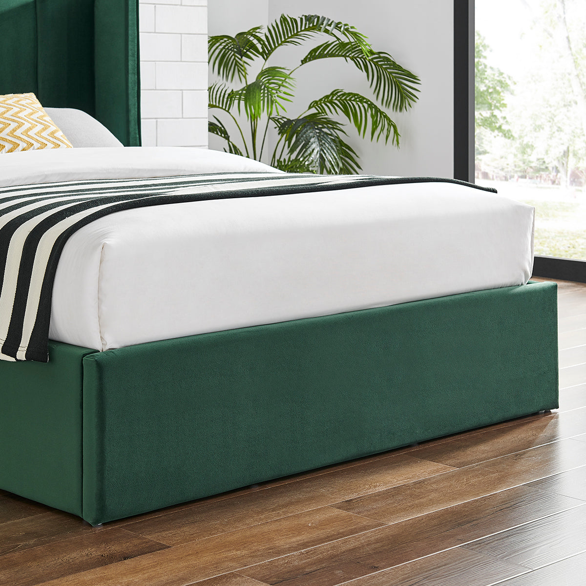 Vera Emerald Green Ottoman Storage Bed Frame