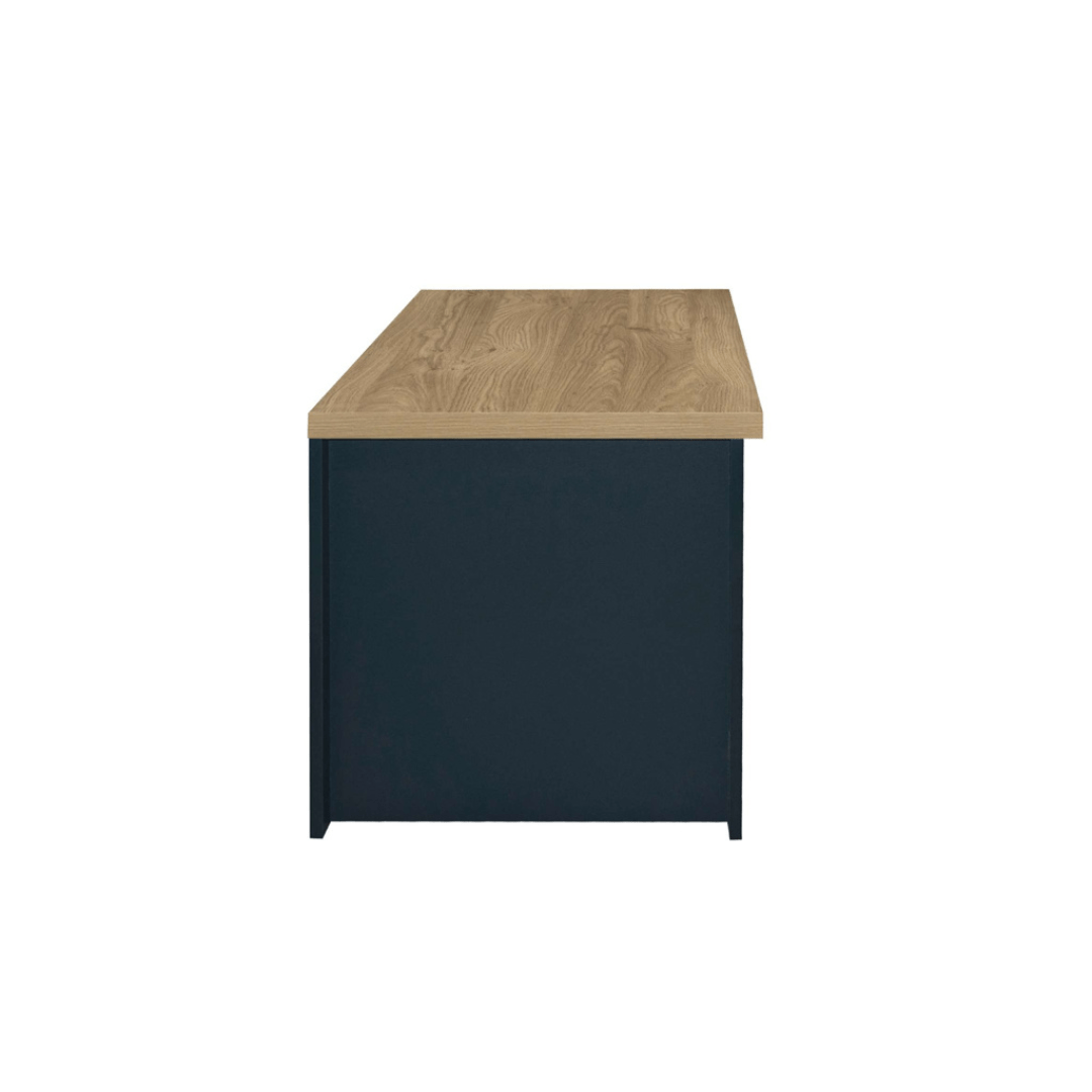 Lancaster 2 Drawer Coffee Table Navy Blue & Oak Effect - Furniturezone
