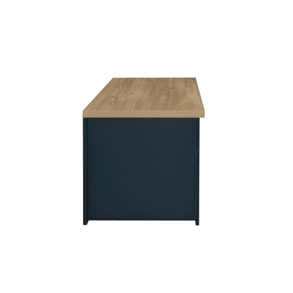 Lancaster 2 Drawer Coffee Table Navy Blue & Oak Effect - Furniturezone