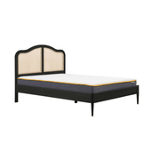 Leonie Solid Oak Rattan Bed Frame - Weathered Black Oak - Furniturezone