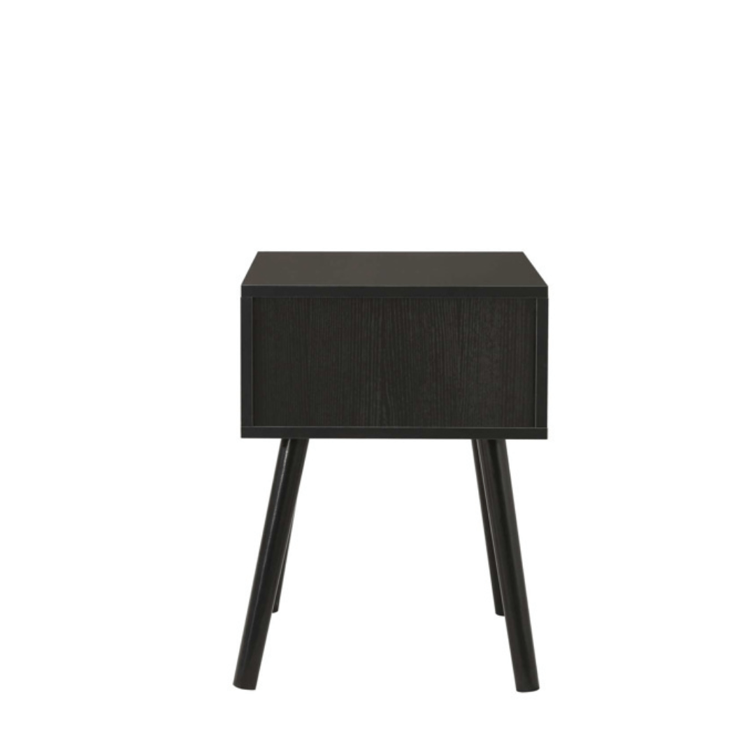 Marchesi 1 Drawer Rattan Bedside Black - Furniturezone