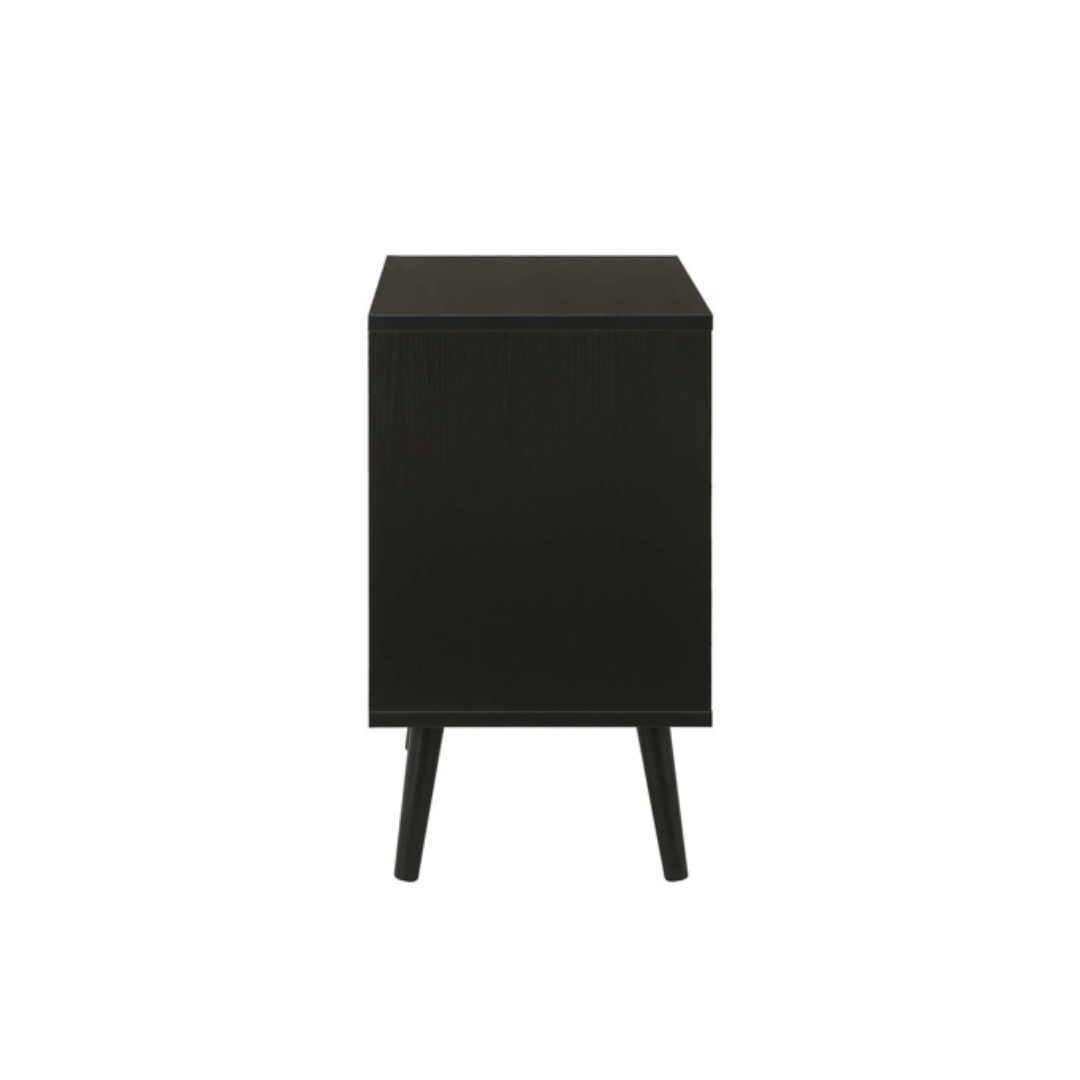 Marchesi 2 Drawer Rattan Bedside Black