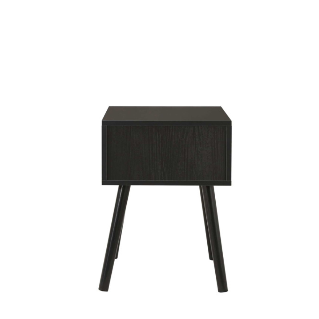 Marchesi 1 Drawer Rattan Bedside Black