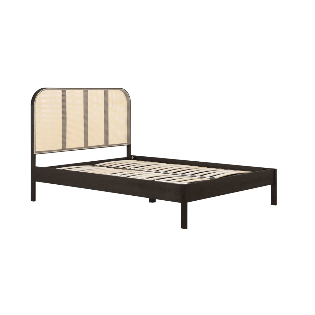 Margot Rattan Black Bed Frame - Black Oak - Furniturezone