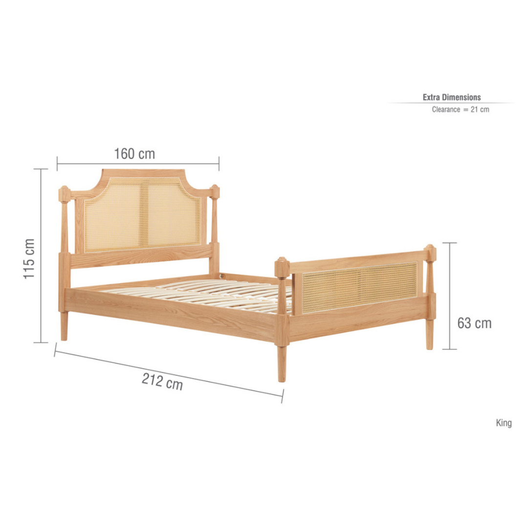 Marotta Rattan Solid Oak Oak Bed Frame