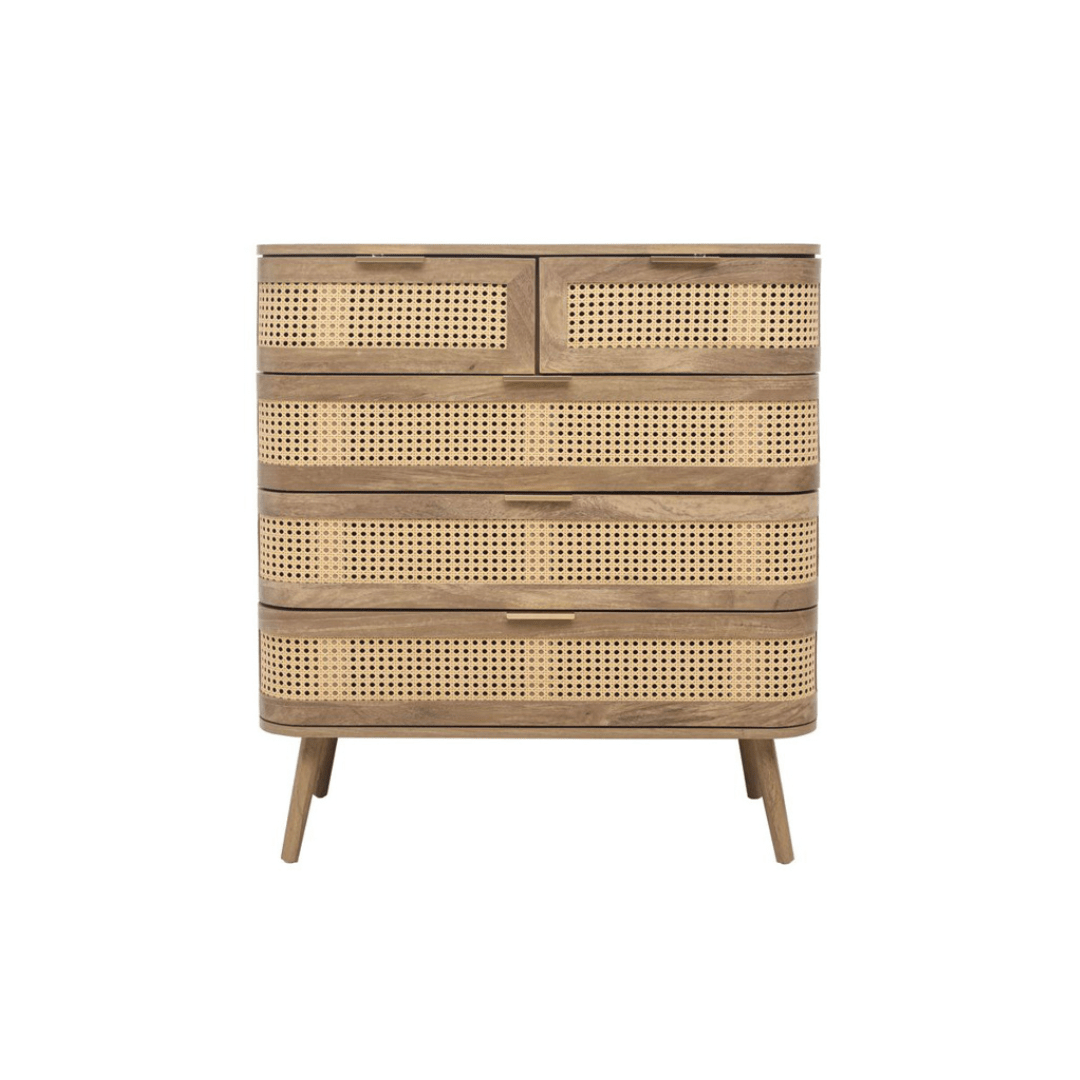 Milo 5 Drawer Rattan Chest - Furniturezone