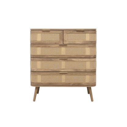 Milo 5 Drawer Rattan Chest - Furniturezone