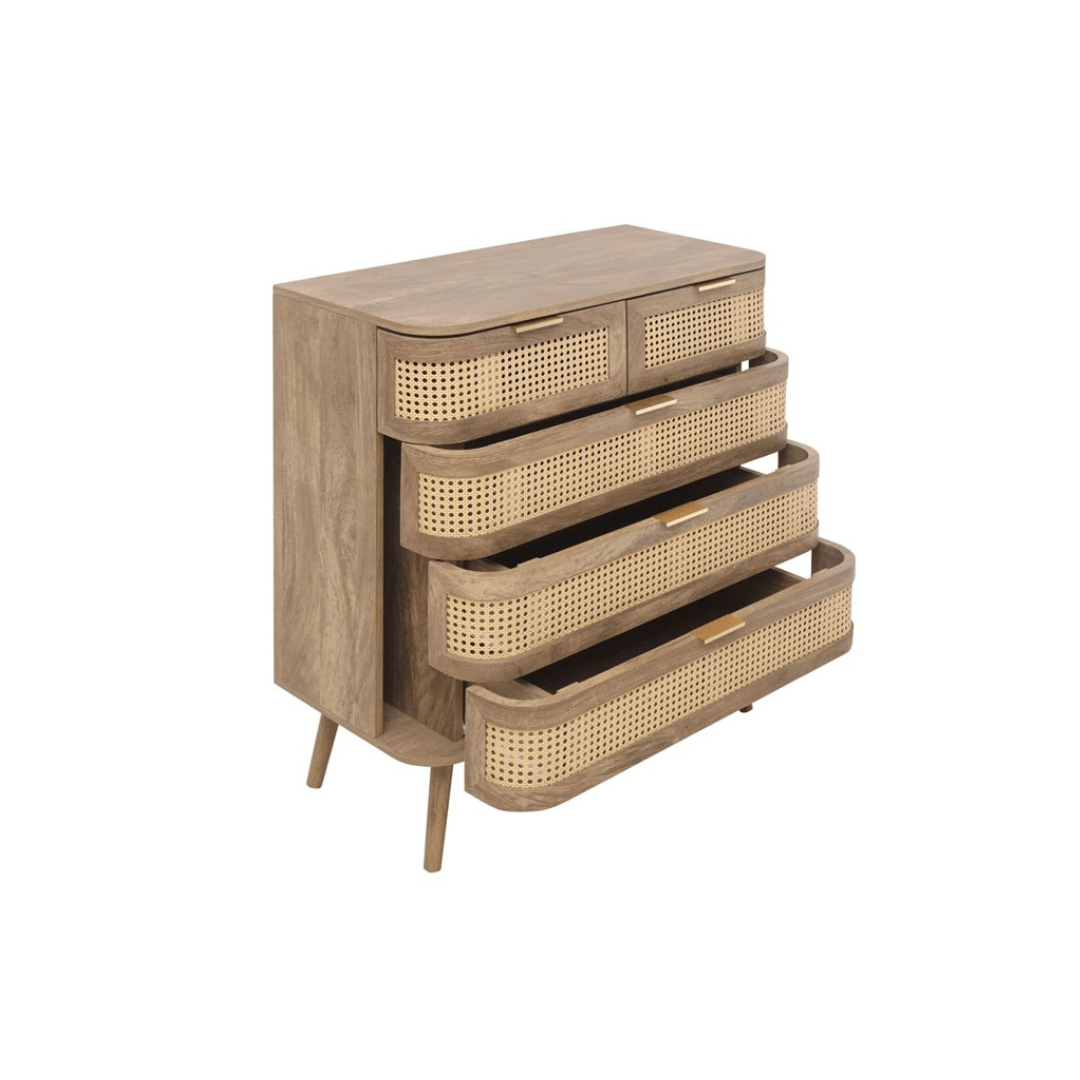 Milo 5 Drawer Rattan Chest - Furniturezone