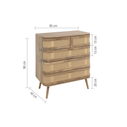 Milo 5 Drawer Rattan Chest - Furniturezone