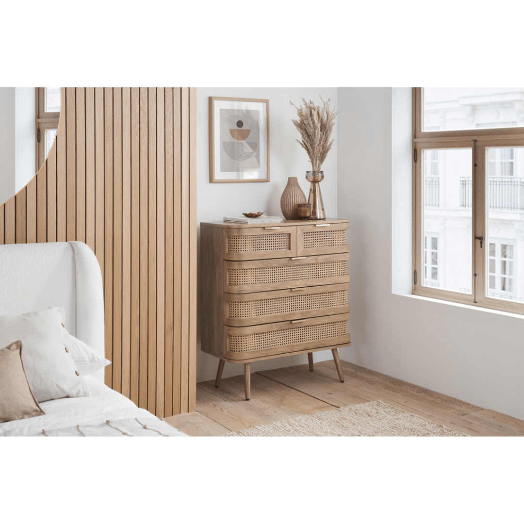 Milo 5 Drawer Rattan Chest - Furniturezone