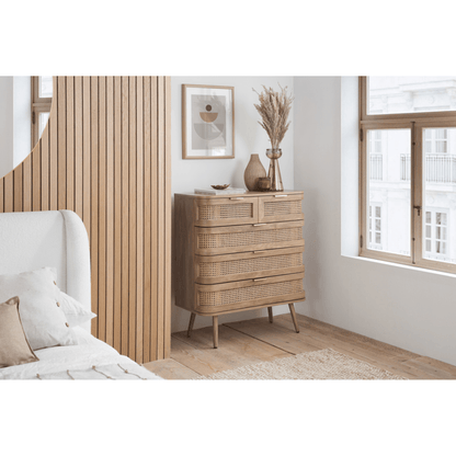 Milo 5 Drawer Rattan Chest - Furniturezone