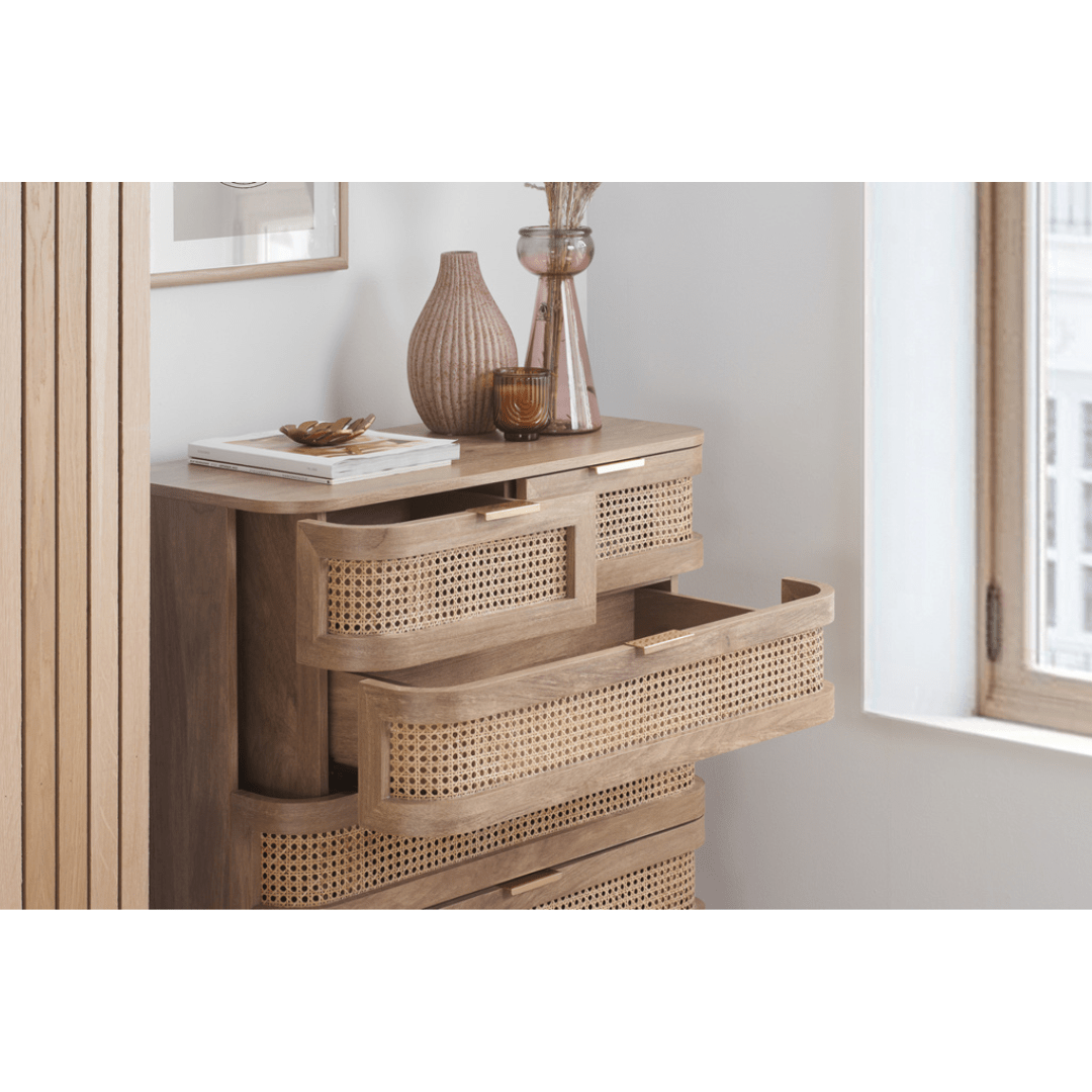 Milo 5 Drawer Rattan Chest - Furniturezone