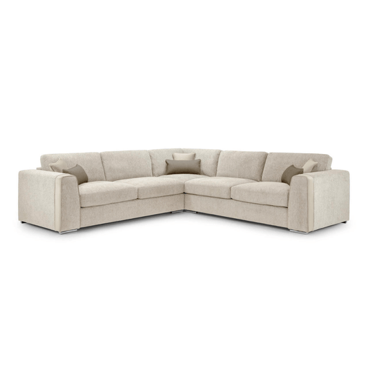 Naples Large Beige Fabric Corner Sofa - Furniturezone