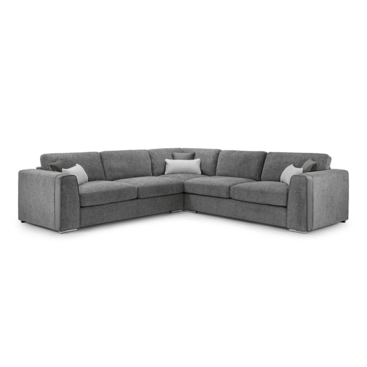 Naples Large Grey Fabric Corner Sofa - Furniturezone