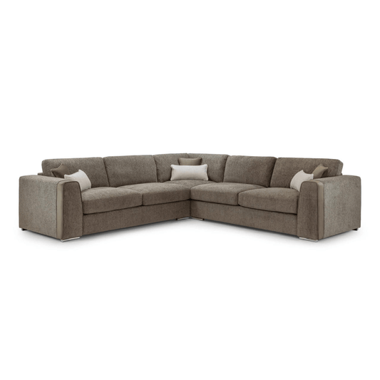 Naples Large Mocha Fabric Corner Sofa - Furniturezone