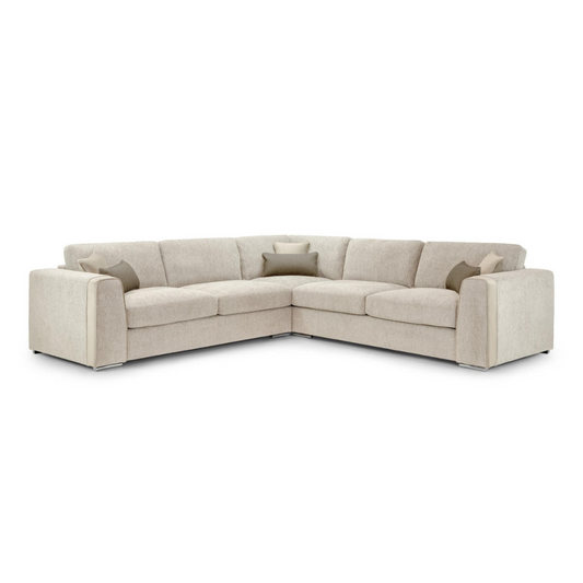 Naples Large Beige Fabric Corner Sofa