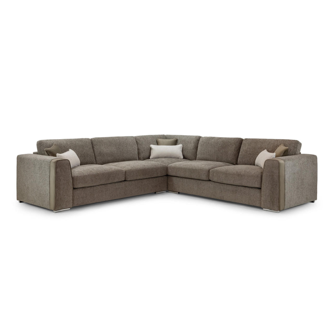 Naples Large Mocha Fabric Corner Sofa