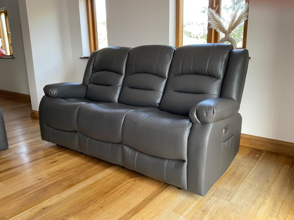 Costa Electric Recliner Sofa Grey 3 Seater