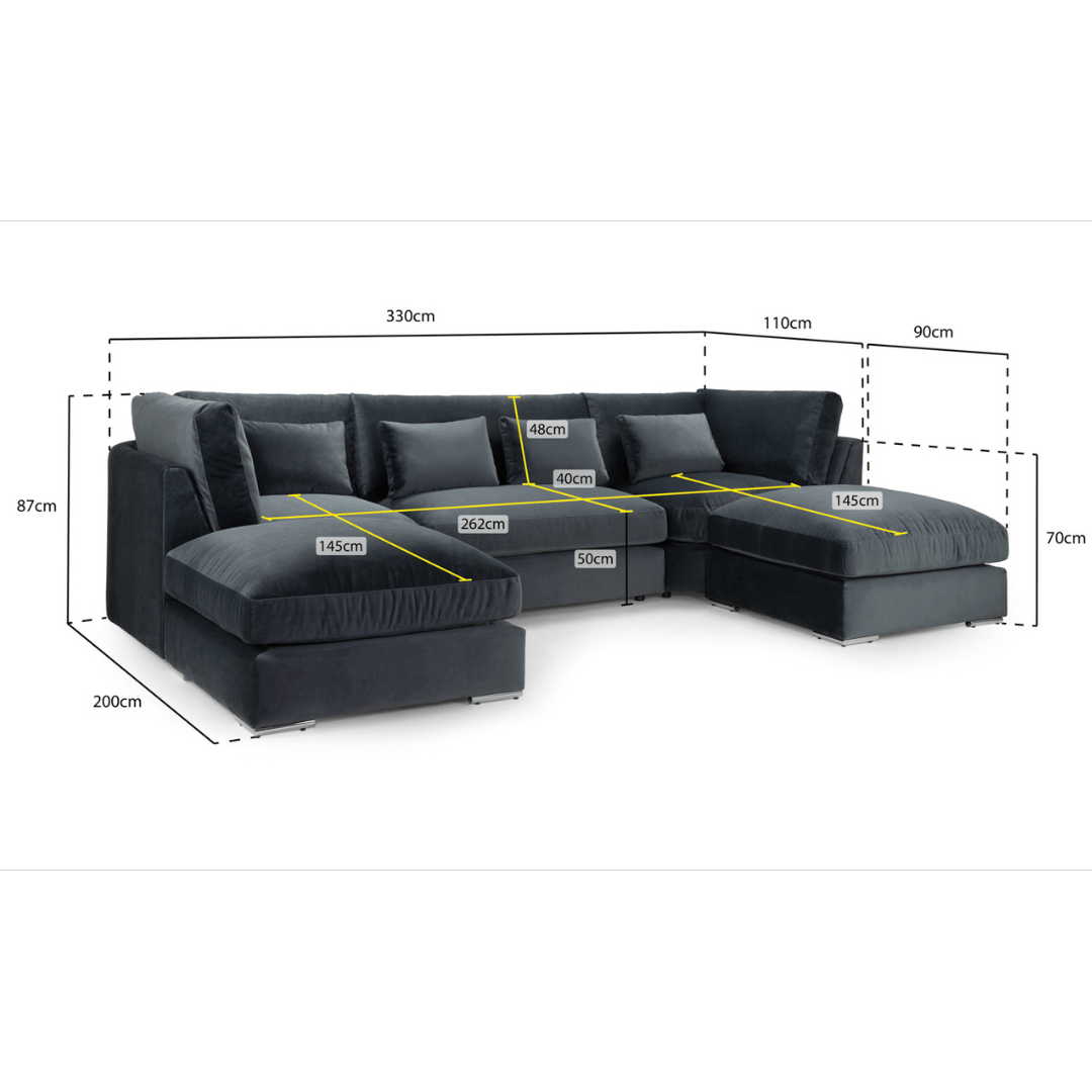 Orfeo Slate Grey U - Shape Sofa - Furniturezone