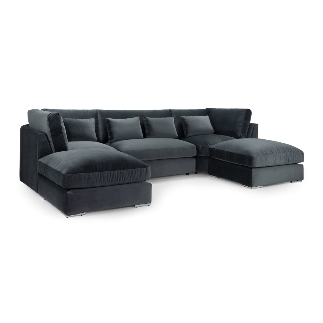 Orfeo Slate Grey U - Shape Sofa - Furniturezone