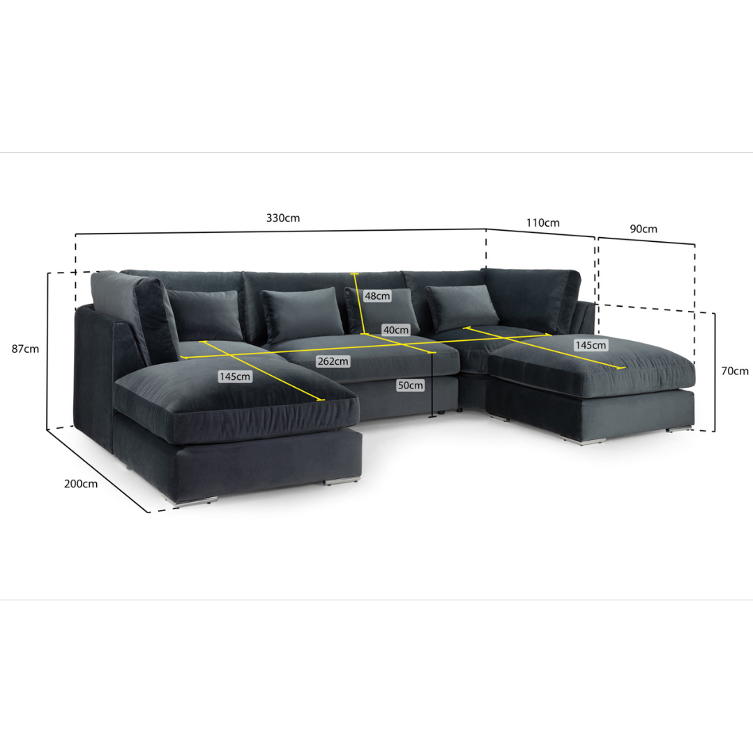 Orfeo Slate Grey U-Shape Sofa