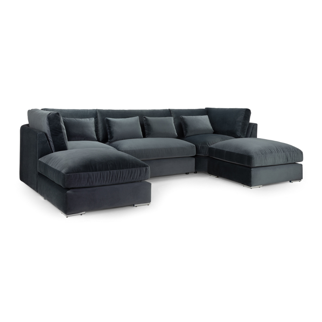 Orfeo Slate Grey U-Shape Sofa