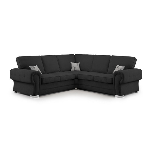 Verona Large Fullback Black Corner Sofa