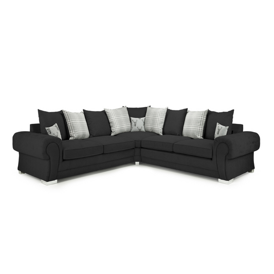 Verona Large Scatterback Black Corner Sofa