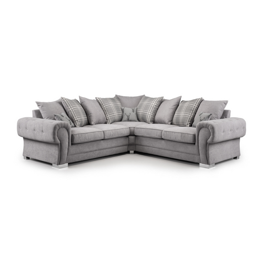 Verona Large Scatterback Grey Corner Sofa